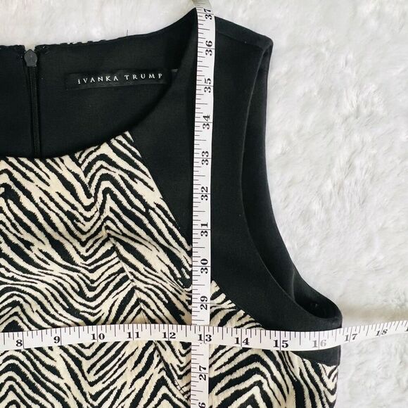 Ivanka Trump Womens Black Off-White Zebra Print Color Block Sheath Dress Size 8 - Picture 7 of 9